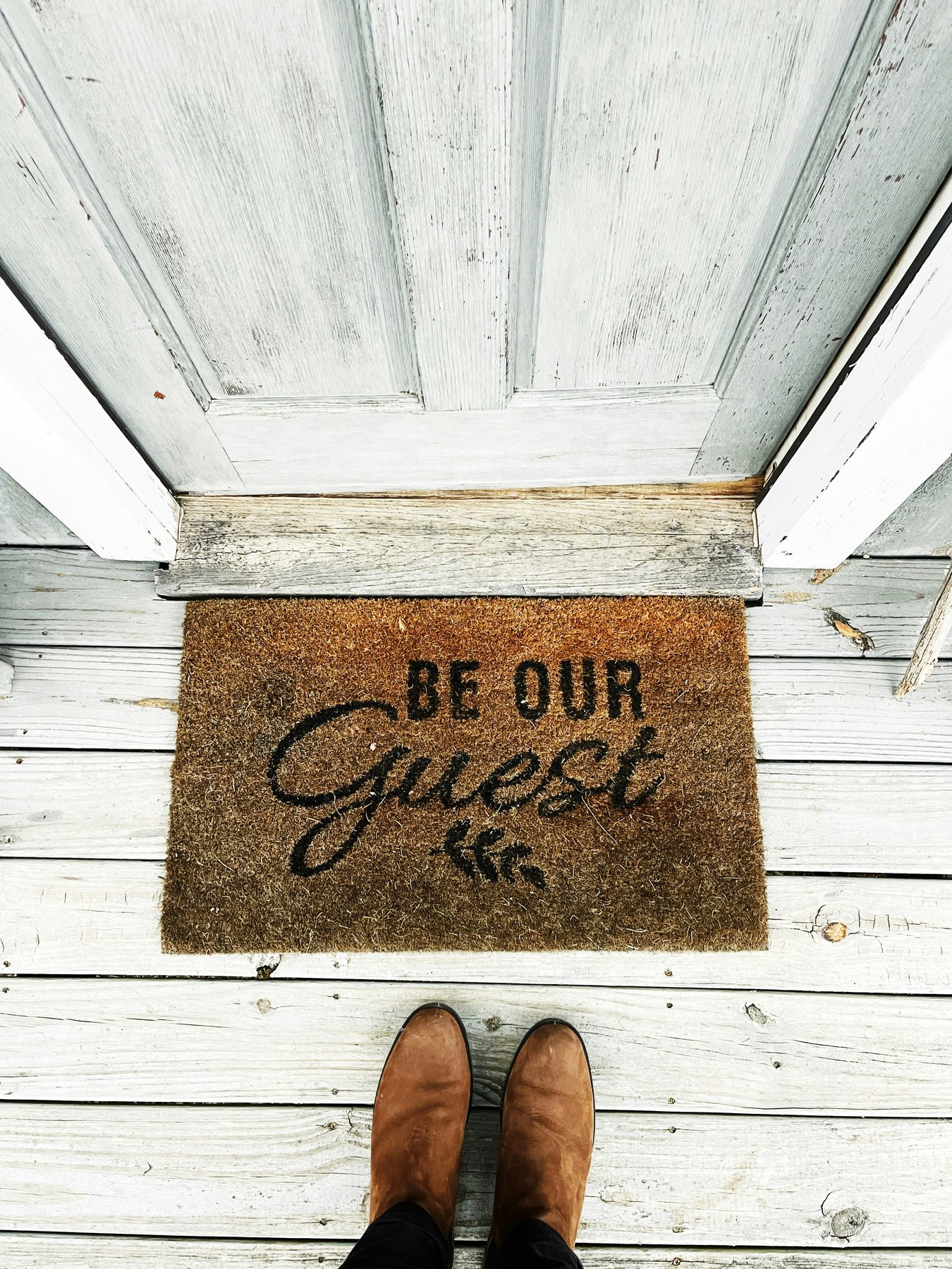 Welcome mat at the entrance of a vacation home